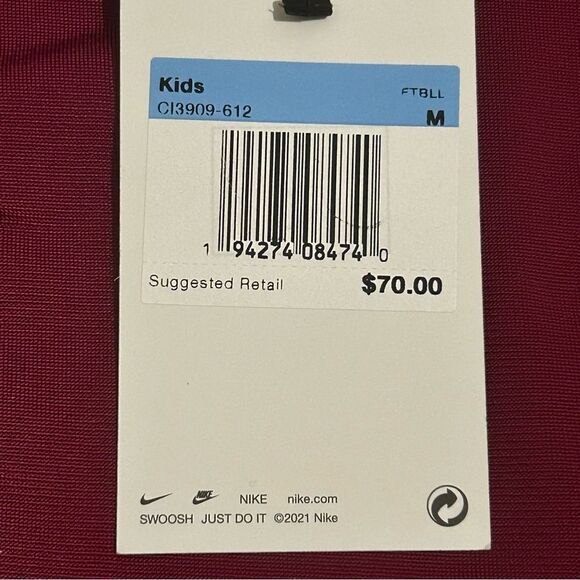 Nike Team Stock Vapor Pro Football Jersey Maroon Red Size Kids Medium CI3909-612 - Picture 3 of 8